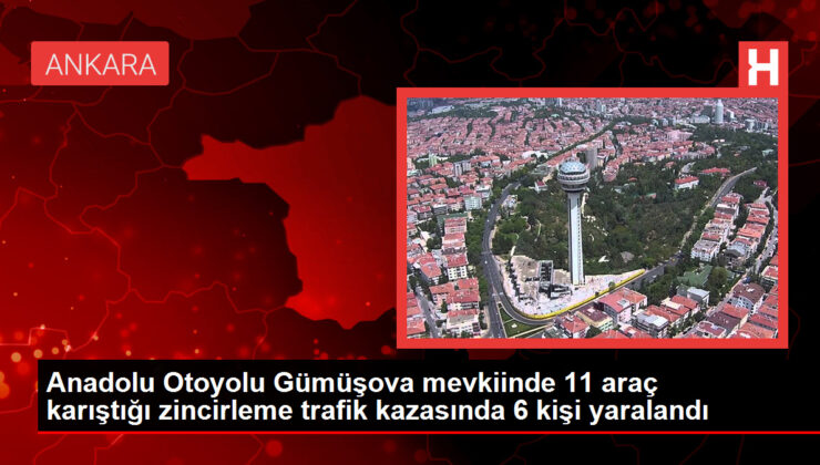 Anadolu Otoyolu Gümüşova mevkiinde 11 araç karıştığı zincirleme trafik kazasında 6 kişi yaralandı