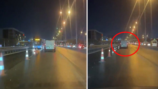 İstanbul'da bir sürücü çarptığı dubaları metrobüs yoluna attı