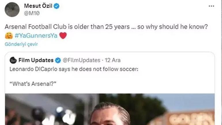 Mesut Özilden Leonardo DiCaprioya olay cevap: Gündeme oturdu