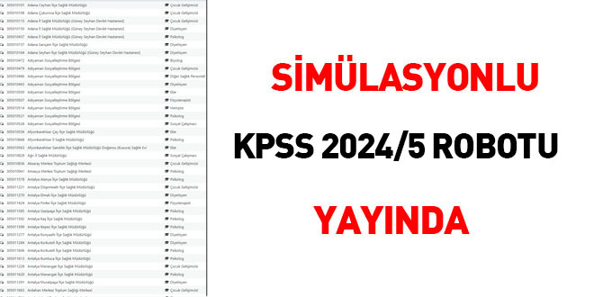 Simülasyonlu KPSS 2024/5 robotu yayında