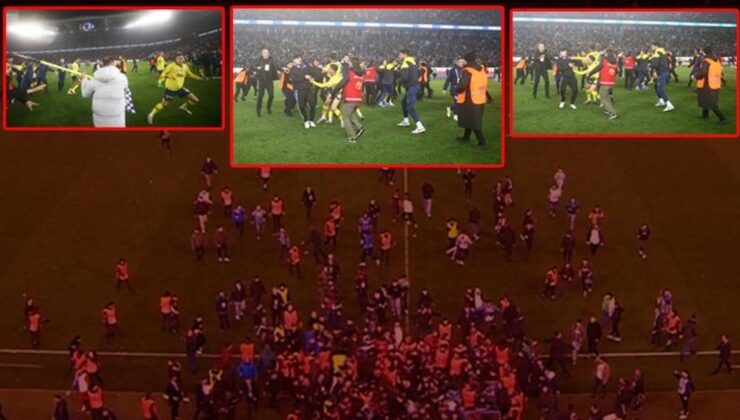 Trabzonspor – Fenerbahçe maçından sonra saha karıştı! Taraftar sahaya indi