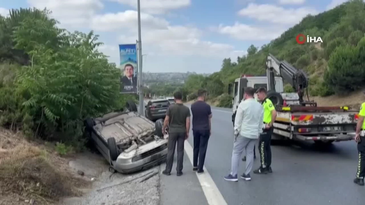 Kağıthane’de takla atan araçtan burnu bile kanamadan çıktı