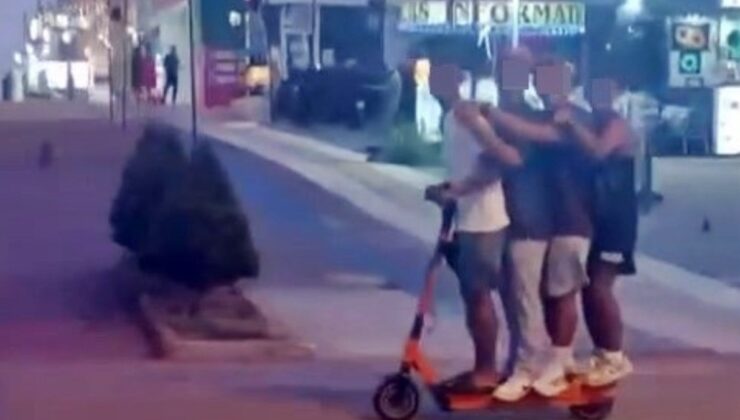 Antalya’da scooter’a 4 kişi bindi