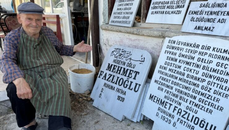 Bartın’da 62 yıllık mezar taşı ustası kendisi için 2 ayrı mezar taşı yaptı