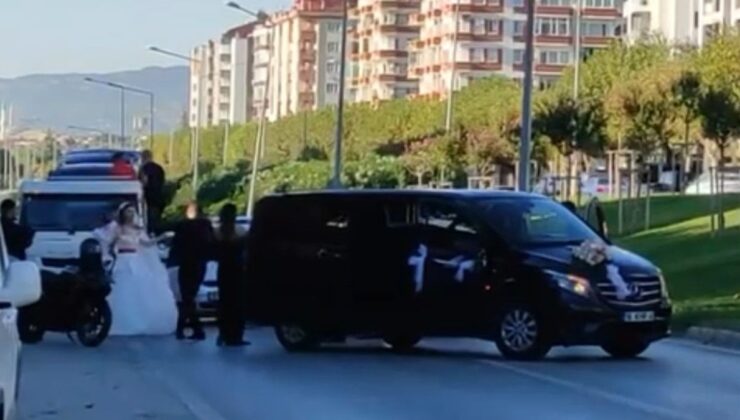 Bursa’da düğün konvoyu, yolu kapattı