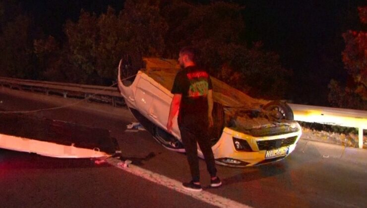 İstanbul’da hatalı şerit değiştiren araç takla attı