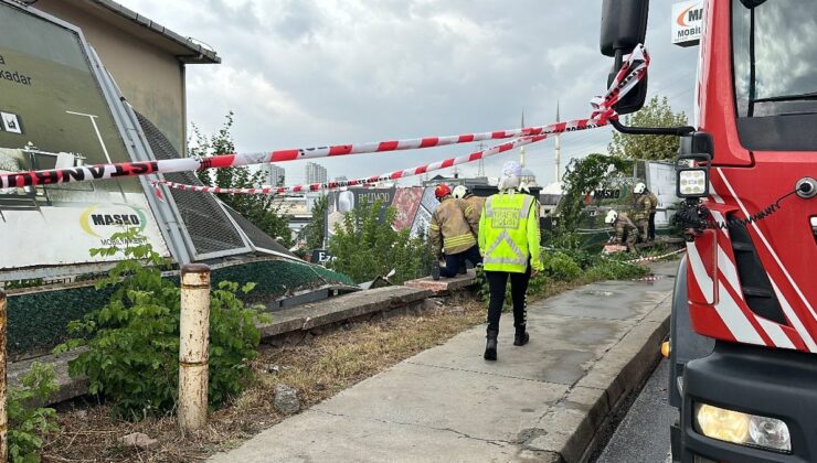 İstanbul’da kamyonet 5 metre yükseklikten düştü