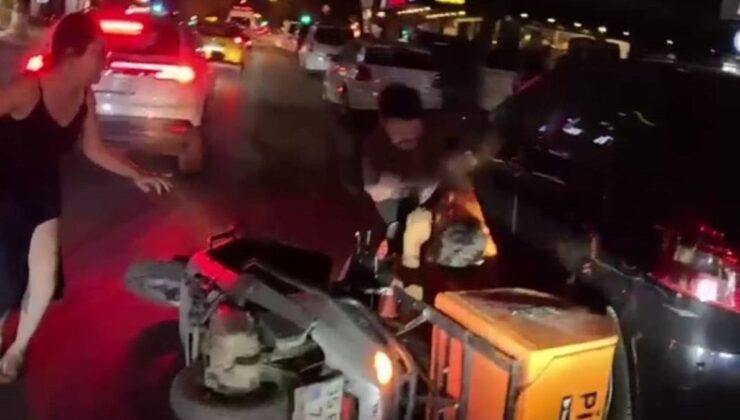 İzmir’de eşine motosiklet çarptı: Kuryeye saldırdı