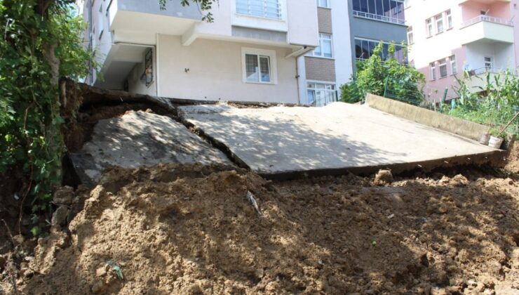 Ordu’da sağanak sonrası istinat duvarı çöken bina boşaltıldı