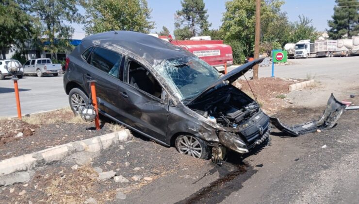 Adıyaman’da virajı alamayan otomobil takla attı: 1 yaralı