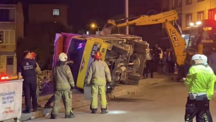 Başakşehir’de devrilen kamyonetteki demirler, 3 çocuğun üzerine düştü