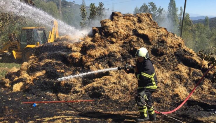 Burdur’da kaynak makinesindeki alevler, balyaları yaktı