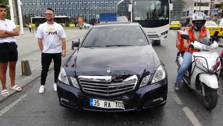 İstanbul’da motosiklet ile lüks araç kafa kafaya çarpıştı