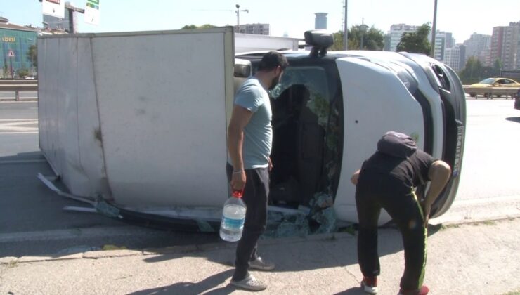 İstanbul’da nakliyat kamyonu devrildi: 1 yaralı