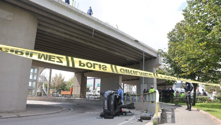 Konya’da üst geçitten düşen aracın sürücüsü hayatını kaybetti