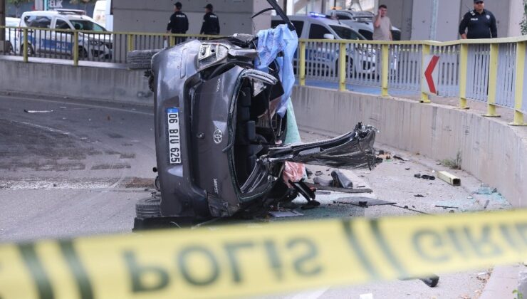 Konya’da üst geçitten düşen otomobilin sürücüsü öldü