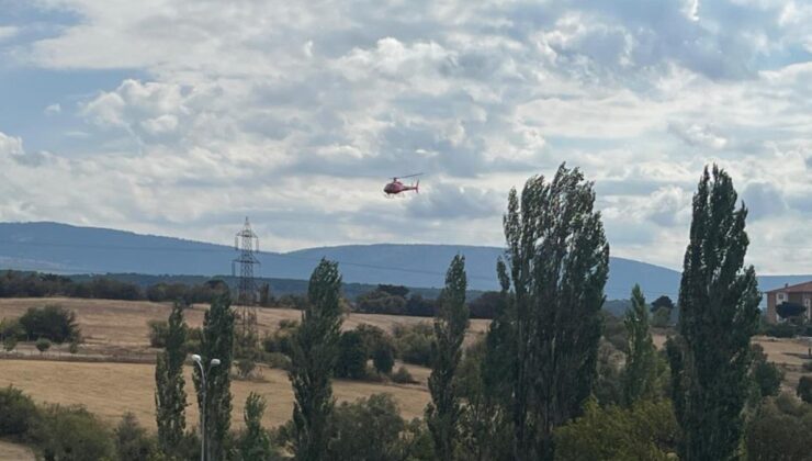 Kütahya’da havada sabit duran helikopter paniğe neden oldu