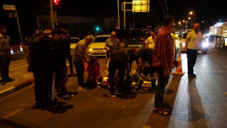 Malatya’da yayaya çarpan motosiklet metrelerce savruldu