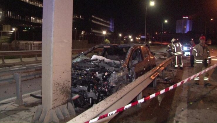 Pendik’te alkollü sürücü refüje çarptı