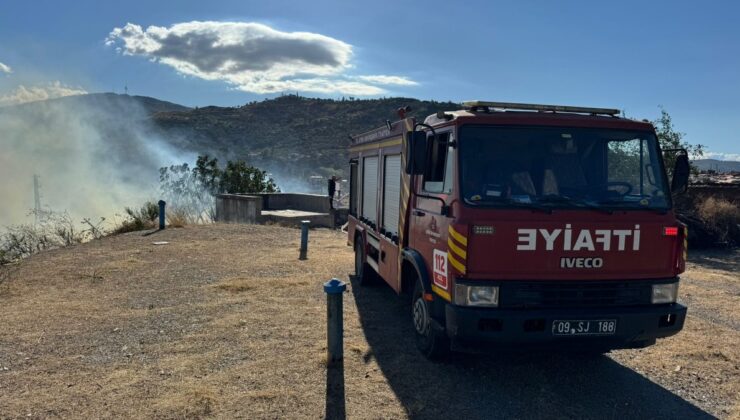 Aydın’da otluk alanda çıkan yangın kısa sürede büyüdü