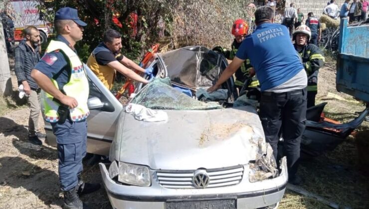 Denizli’de kaza yapan otomobil şarampole uçtu: 2 yaralı