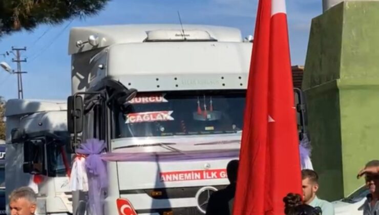 Edirne’de damat, gelini babaevinden tır ile aldı