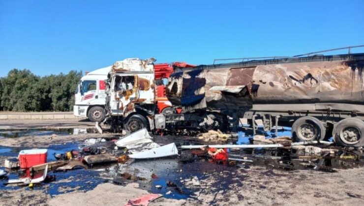 Hatay’da yanan tankerden litrelerce ham petrol yola döküldü