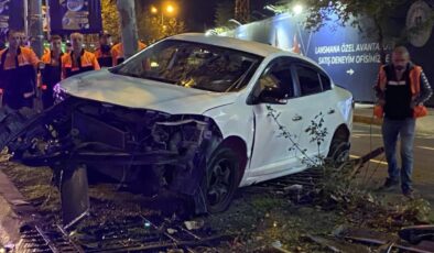 Sarıyer’de aracıyla refüje giren alkollü sürücü, polisi uğraştırdı