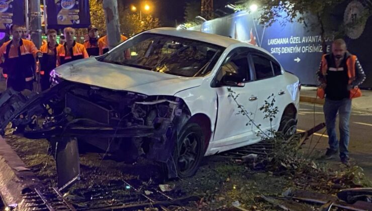 Sarıyer’de aracıyla refüje giren alkollü sürücü, polisi uğraştırdı