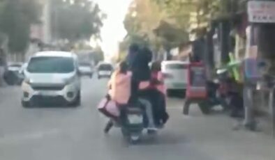 Adıyaman’da trafik skandalı: Bir motosiklete 4 kişi bindiler