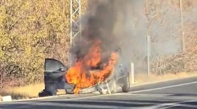 Elazığ’da seyir halindeki otomobilde yangın