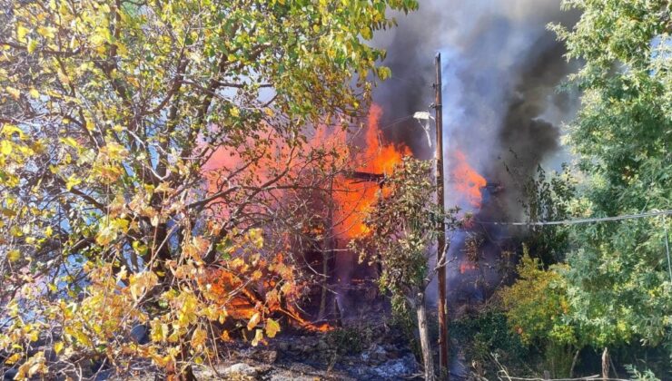 Mersin’de ormanlık alanda çıkan yangında bir ev kullanılamaz hale geldi