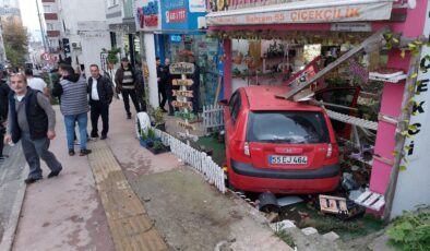 Samsun’da otomobil çiçekçiye daldı