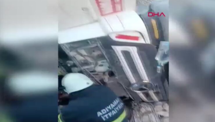 Adıyaman’da devrilen hafriyat kamyonunun sürücüsü yaşamını yitirdi