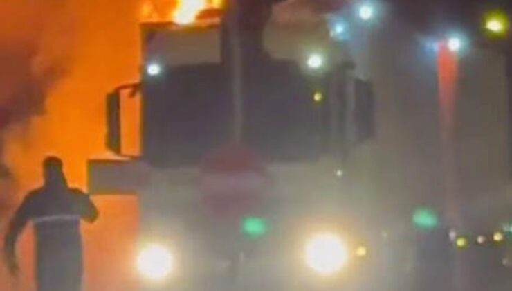Adıyaman’da seyir halindeki tırda yangın çıktı