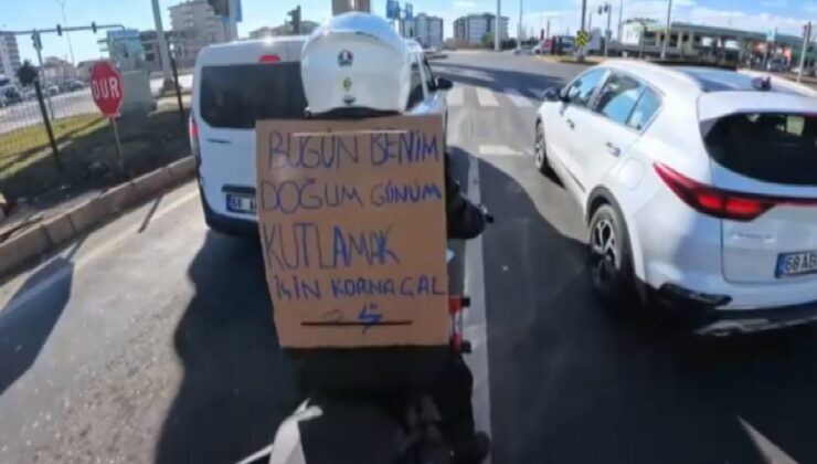 Aksaray’da motosikletliden ilginç hareket: Doğum günüm için korna çal