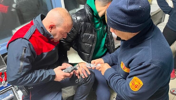 Iğdır’da parmağı sıkışan gencin imdadına ekipler yetişti