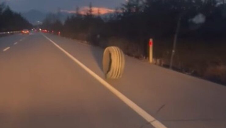 Isparta’da yola fırlayan lastik tehlike yaratttı