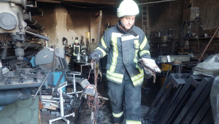 Karaman’da iş yerinde çıkan yangında kovada saklanan 1 milyon TL kül oldu