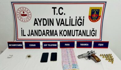 Aydın’da ruhsatsız tabanca ve uyuşturucu ele geçirildi