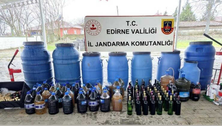 Edirne’de 1560 litre ‘sahte şarap’ ele geçirildi