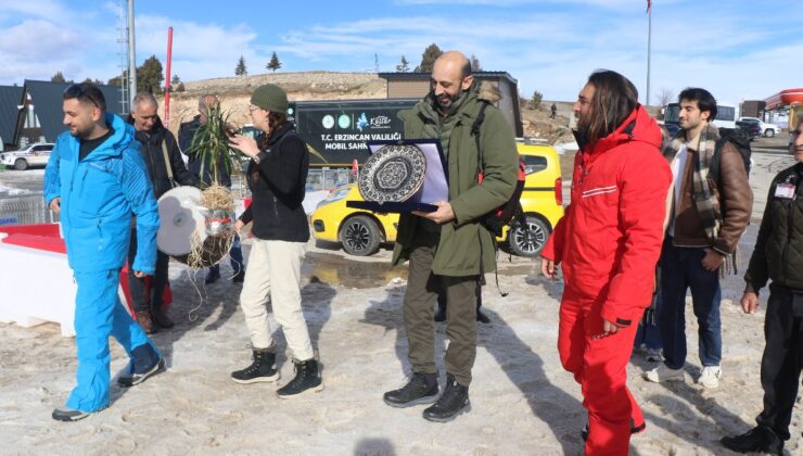 Erzincan’da kayak merkezine gelen İngiliz turistlere davullu zurnalı karşılama