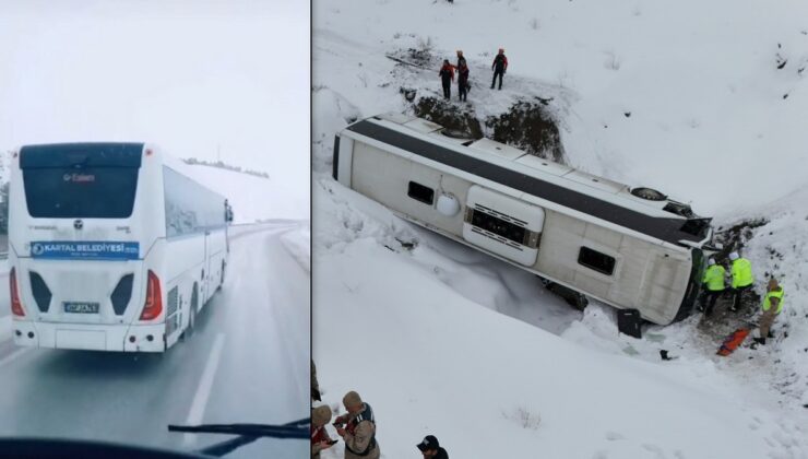 Erzincan’da yolcu otobüsü kaza yaptı