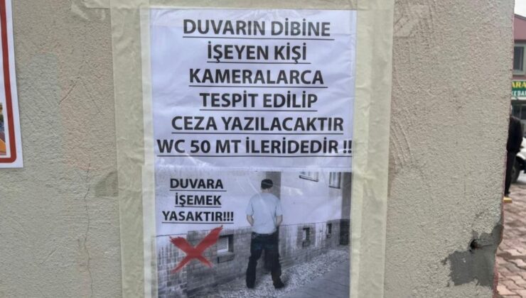 Kayseri’de iş yerine ‘duvarlar tuvalet değildir’ afişini astı