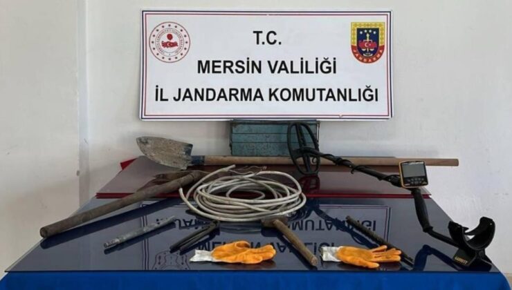 Mersin’de kaçak kazı yapan 5 şüpheli suçüstü yakalandı