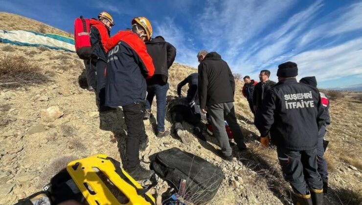 Sivas’ta yere çakılan paraşütçü yaralandı