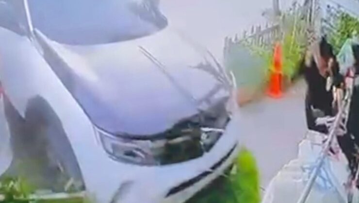 Tekirdağ’da iş yerine giren otomobilin çarpmasından son kurtuldular