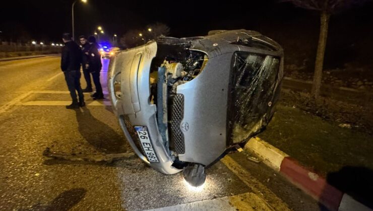 Bilecik’te takla atan araçtan burnu bile kanamadan çıktı