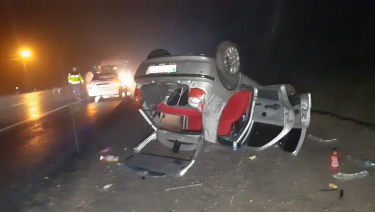 Bolu’da takla atan otomobil ters döndü: 4 yaralı