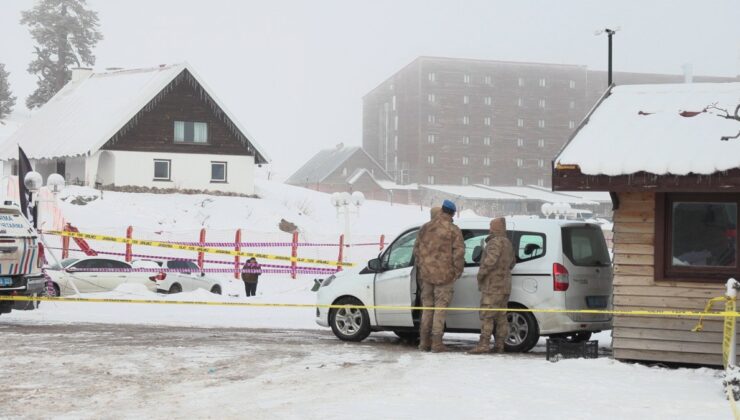 Kartalkaya’da yanan otelin çevresinde güvenlik çemberi oluşturuldu